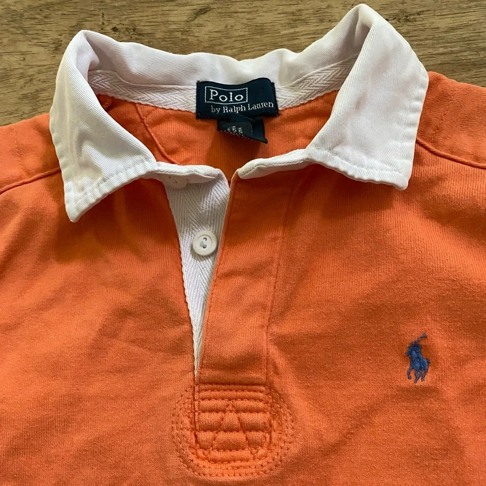 Polo Ralph Lauren Boys’ Sz‎ 7 Orange Cotton Jersey Rugby Shirt